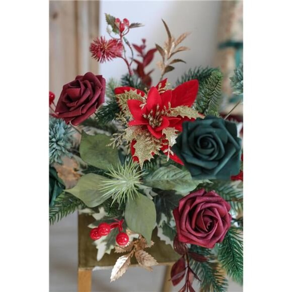Flora Artificial Christmas Flowers Greenery Combo Box Set Faux Flowers - Picture 6 of 7